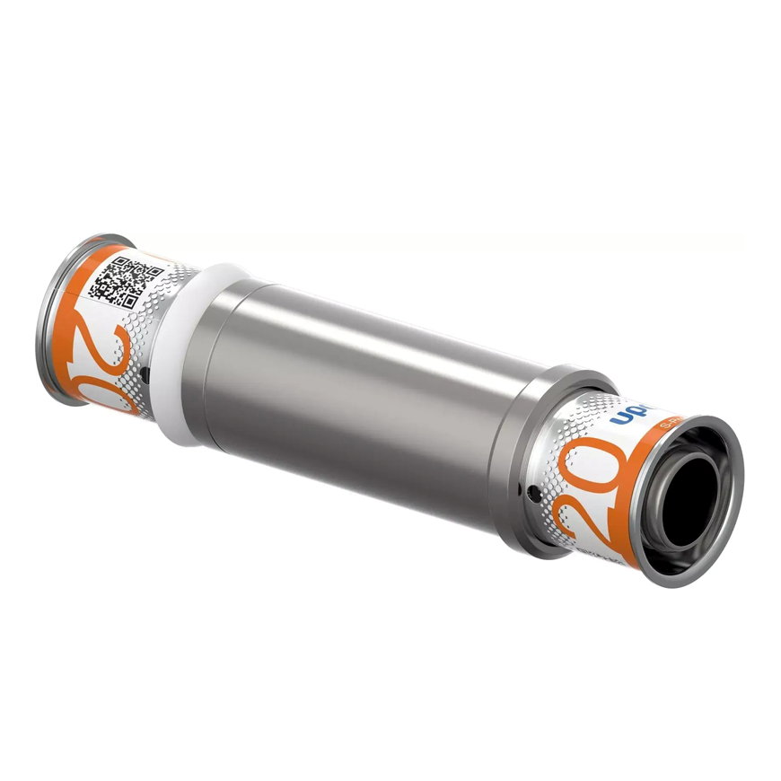 Uponor overschuifkoppeling, S-Press Plus, messing vertind, 2x pers, Kiwa, 20 mm