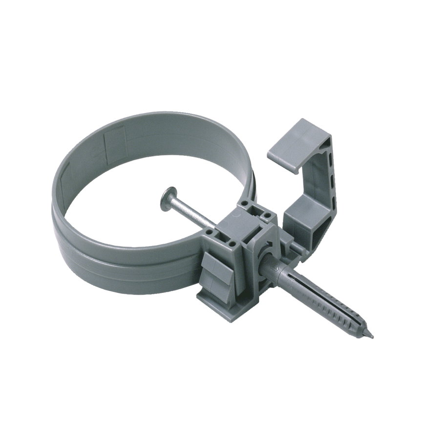 Dyka hwa beugel KPA, pvc, met onderblok en slagplug, grijs, 80 mm