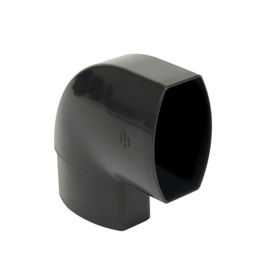 Nicoll Techtan Ovation platte hwa bocht 87°, pvc, inw. lijm x verjongd spie, antraciet, 90 x 56 mm