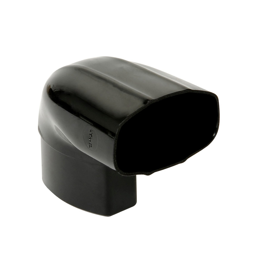 Nicoll Techtan Ovation hwa bocht 87°, pvc, gedraaid, inw. lijm x verj. spie, zwart, 90 x 56 mm