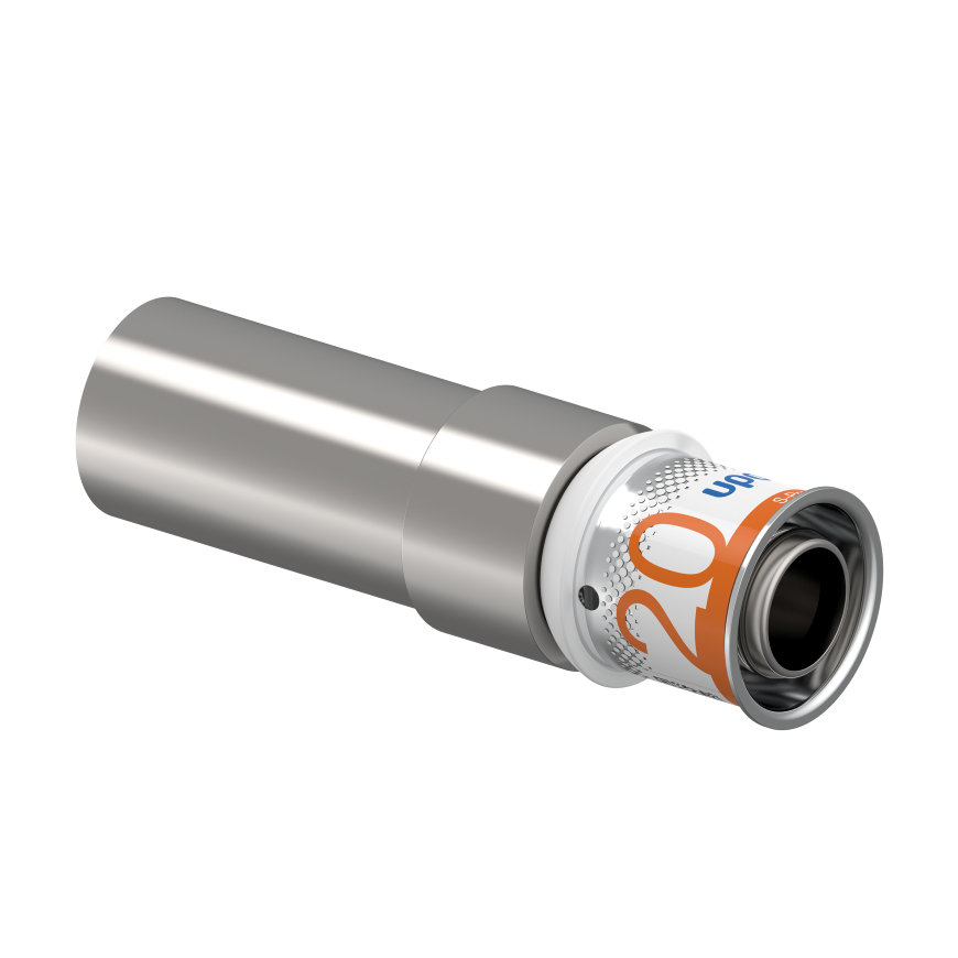 Uponor overgangskoppeling, S-Press Plus, messing vertind, spie x pers, Kiwa, 22 (cu) x 20 mm