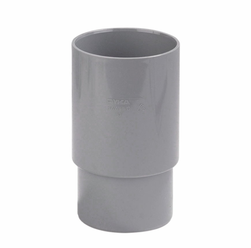 Dyka hwa verlengde mof, pvc, inwendig lijm x verjongd spie, grijs, 100 mm