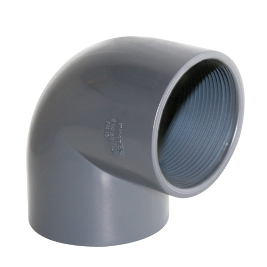 Pimtas pvc knie90° met lijmaansluiting en binnendraad
