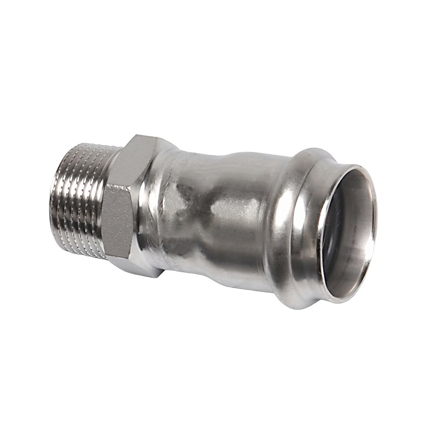 Sanha NiroSan draadkoppeling, rvs 316L, buitendraad x pers, ½" x 15 mm