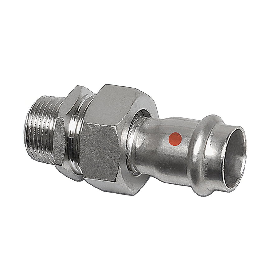 Sanha NiroTherm 3-delige draadkoppeling, pers x buitendraad, 15 mm x ½"