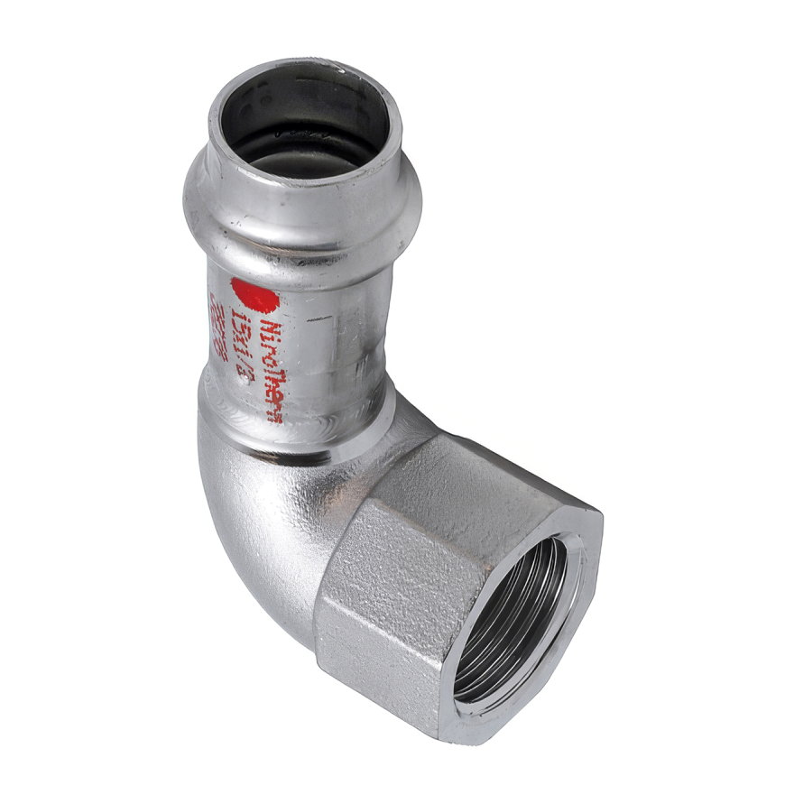 Sanha NiroTherm schroefknie 90°, binnendraad x pers, ½" x 15 mm