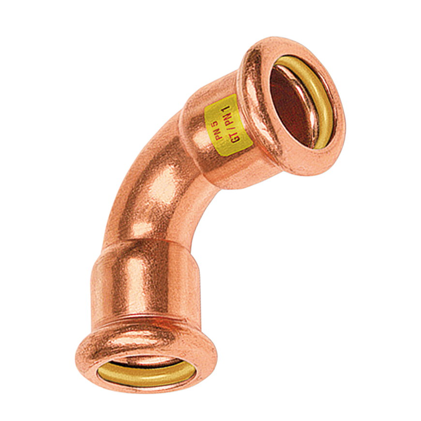 Sanha Press Gas bocht 90°, koper, 2x pers, 15 mm