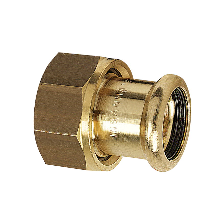Sanha PuraPress 2-delige koppeling, brons, pers x binnendraad, 12 mm x ½"
