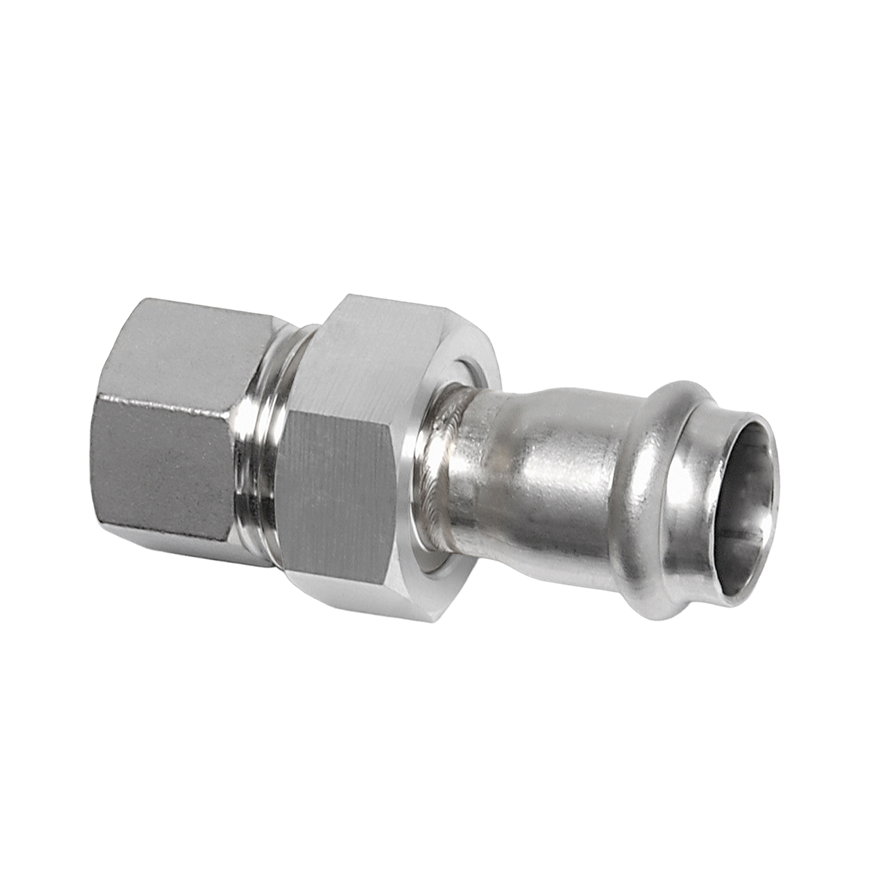 Sanha NiroSan 3-delige koppeling, rvs 316L, pers x binnendraad, 15 mm x ¾"