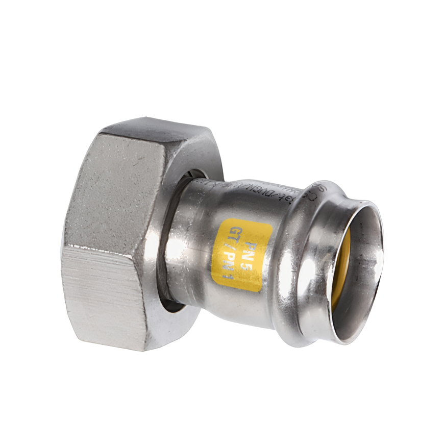 Sanha NiroSan Gas 2-delige koppeling, rvs 316L, pers x binnendraad, 15 mm x ½"