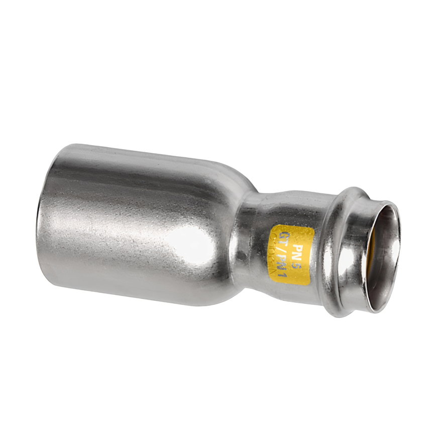 Sanha NiroSan Gas verloopkoppeling, rvs 316L, spie x pers, 35 x 28 mm