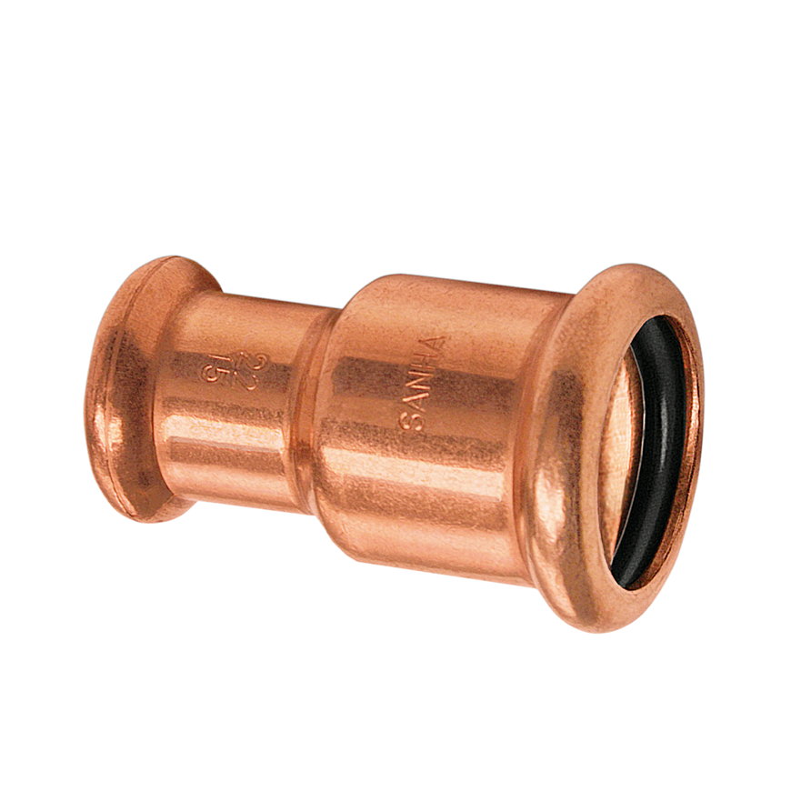 Sanha Press verloopkoppeling, koper, 2x pers, 35 x 22 mm