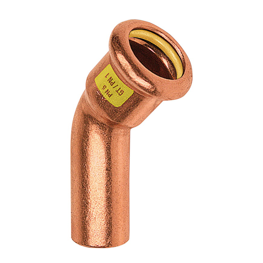 Sanha Press Gas bocht 45°, koper,spie x pers, 18 mm