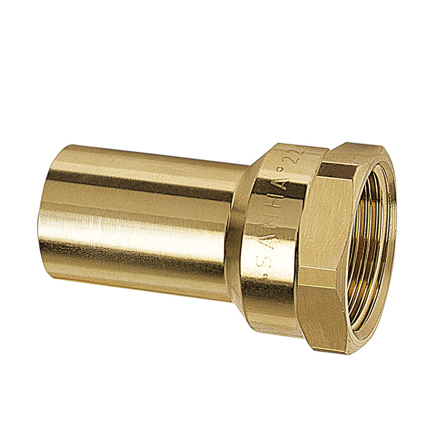 Sanha PuraPress schroefkoppeling, brons, binnendraad x spie, 1½" x 42 mm