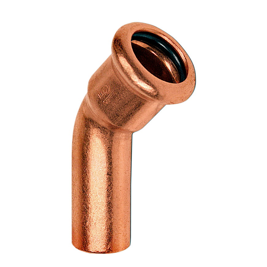 Sanha Press bocht 45°, koper, pers x spie, 108 mm