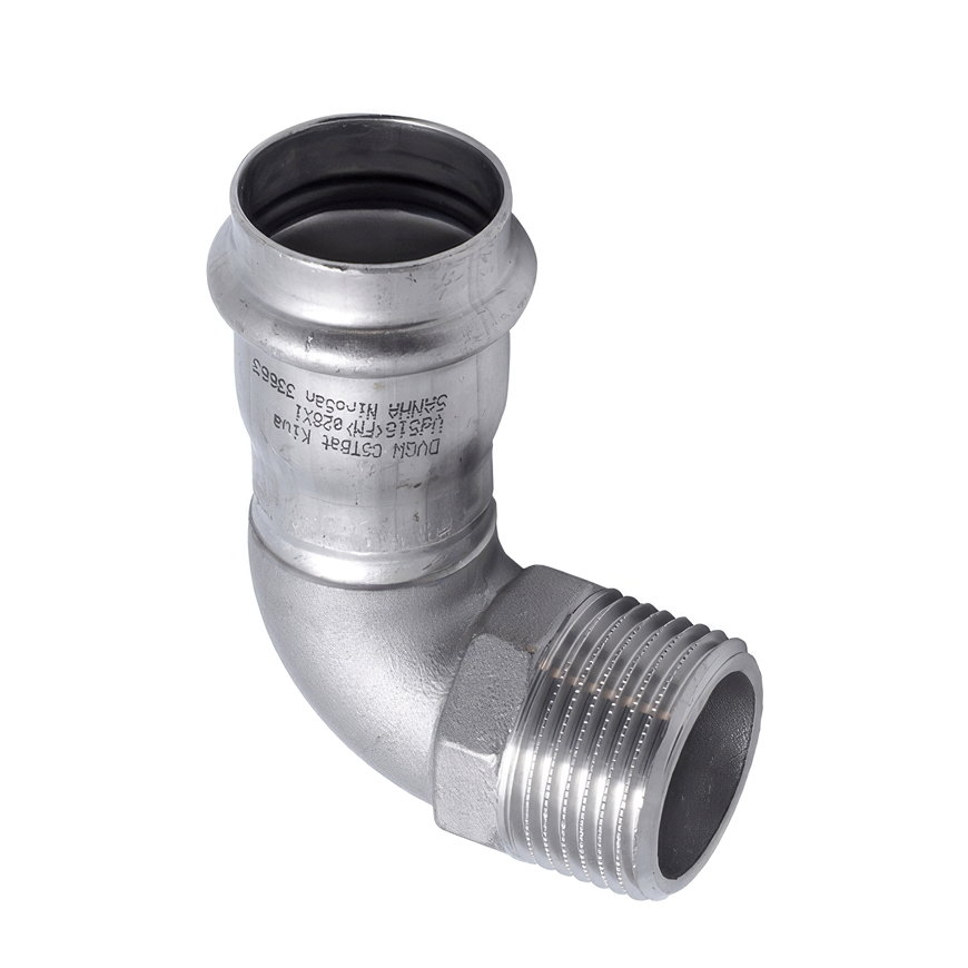 Sanha NiroTherm draadknie 90°, buitendraad x pers, ½" x 15 mm