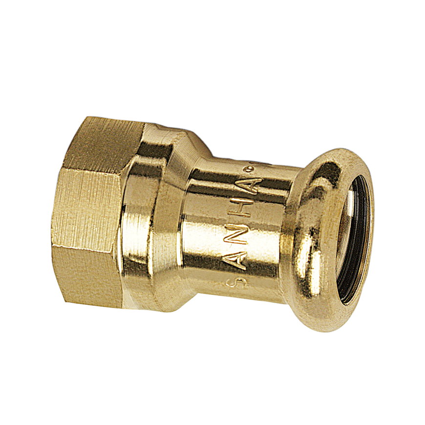 Sanha PuraPress schroefkoppeling, brons, binnendraad x pers, 1" x 28 mm