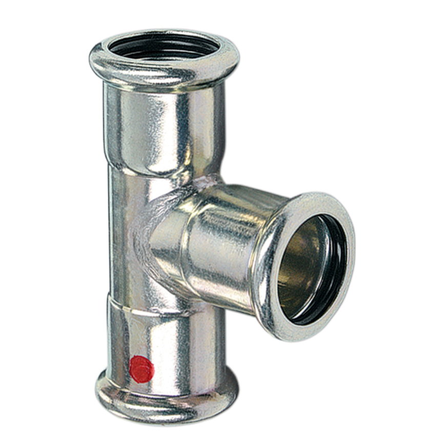 Sanha Therm T-stuk 90°, staal, 3x pers, 12 mm