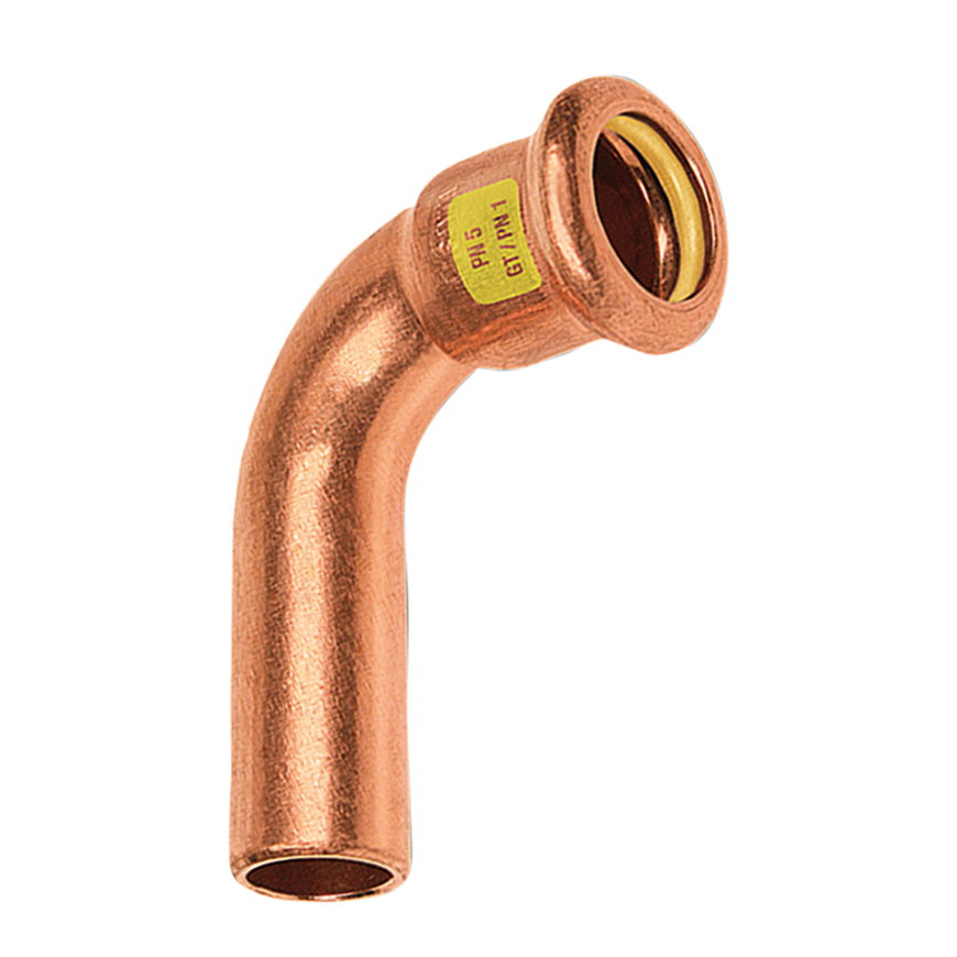 Sanha Press Gas bocht 90°, koper, pers x spie, 18 mm