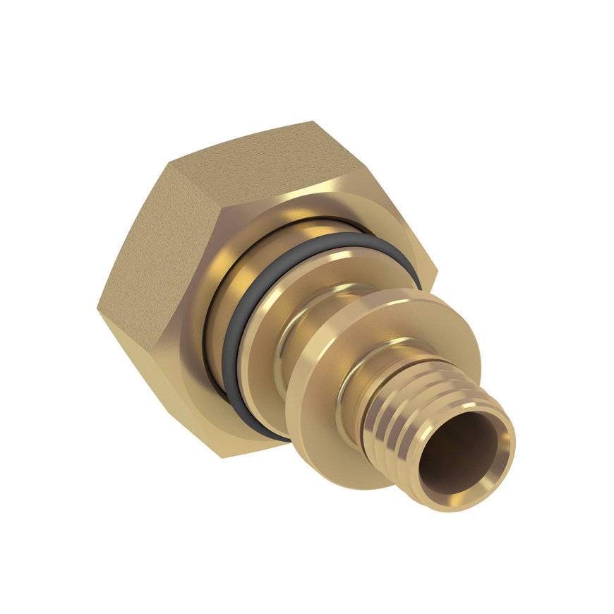 TECEflex overgangskoppeling, messing, pers x losse wartel, 20 mm x ¾" euroconus