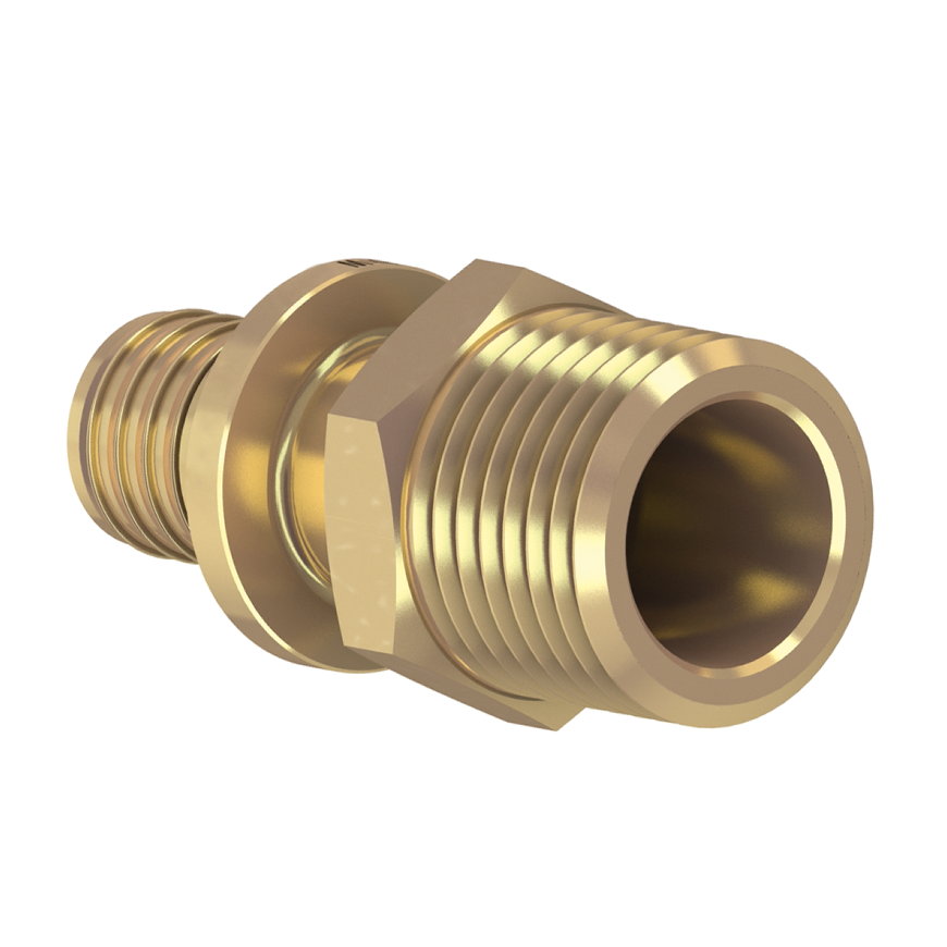 TECEflex draadkoppeling, messing, pers x buitendraad, 16 mm x 3/8"