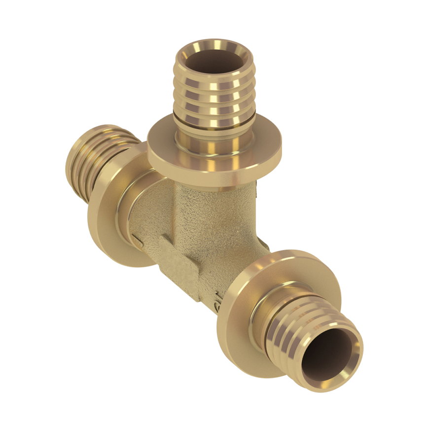 TECEflex T-stuk 90°, messing, 3x pers, 20 x 20 x 20 mm