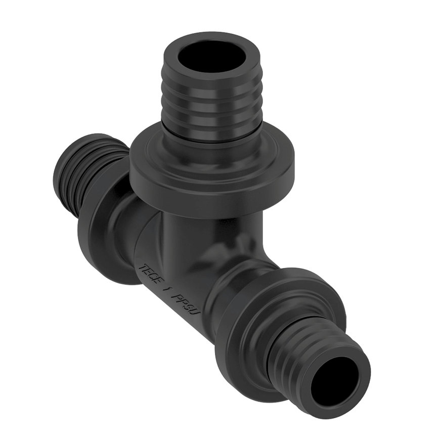 TECEflex verloop T-stuk 90°, ppsu, 3x pers, 25 x 16 x 20 mm
