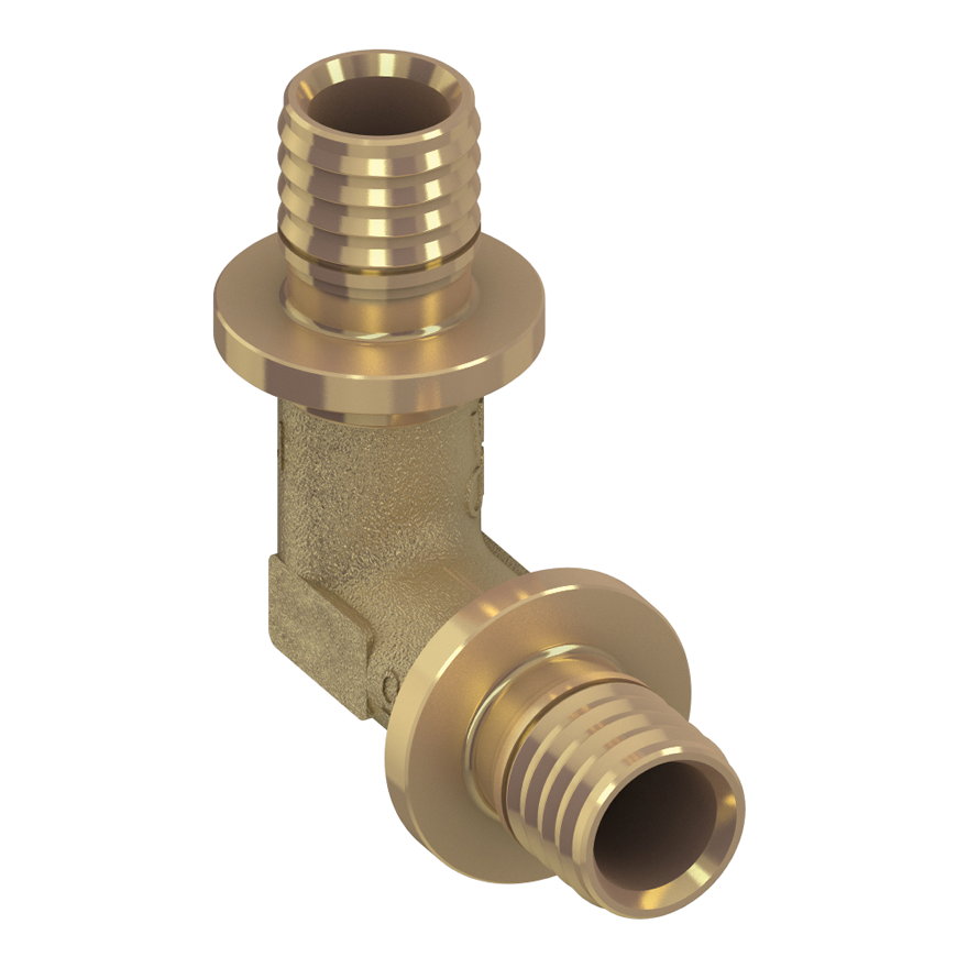 TECEflex knie 90°, messing, 2x pers, 40 mm