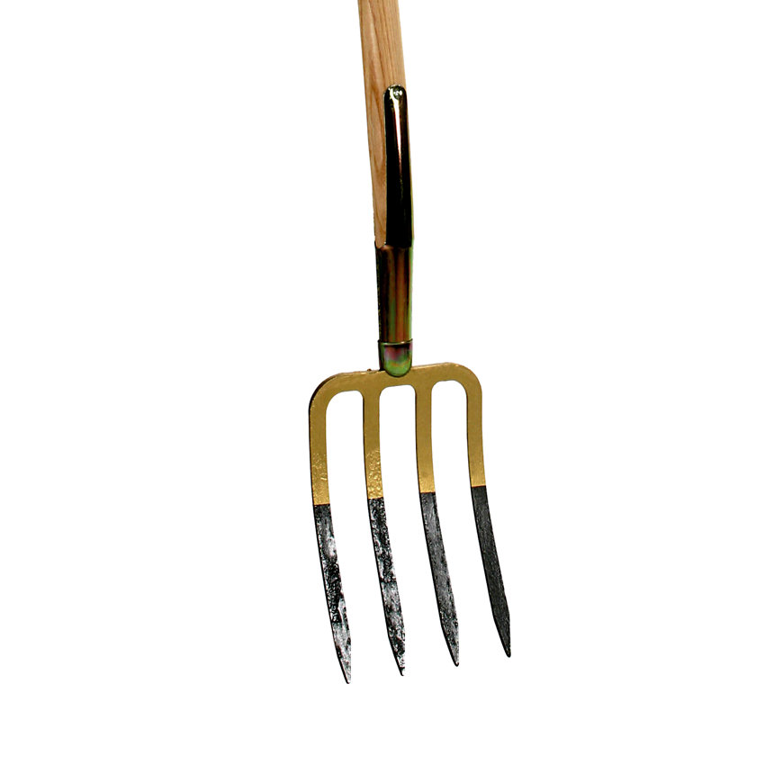 Talen Tools spitvork, 180 x 270 mm, zwaar, 4-tands, gewaxt essenhout steel 85 cm