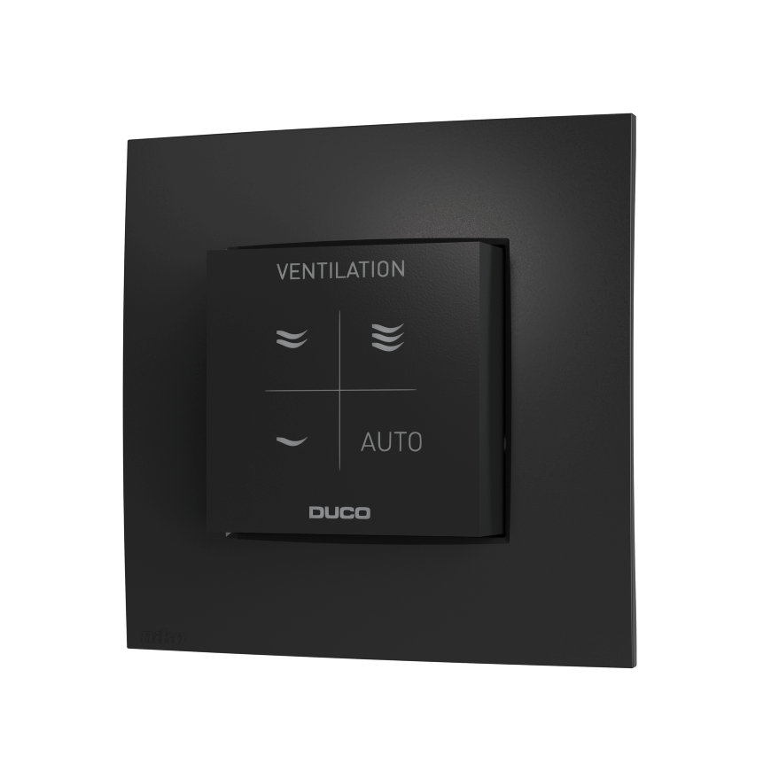 Duco vocht ruimtesensor met bediening, RF, zwart
