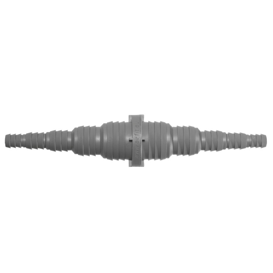 Airfit dubbele slangtule, pp, recht, grijs, 25 - 8 mm slangtule