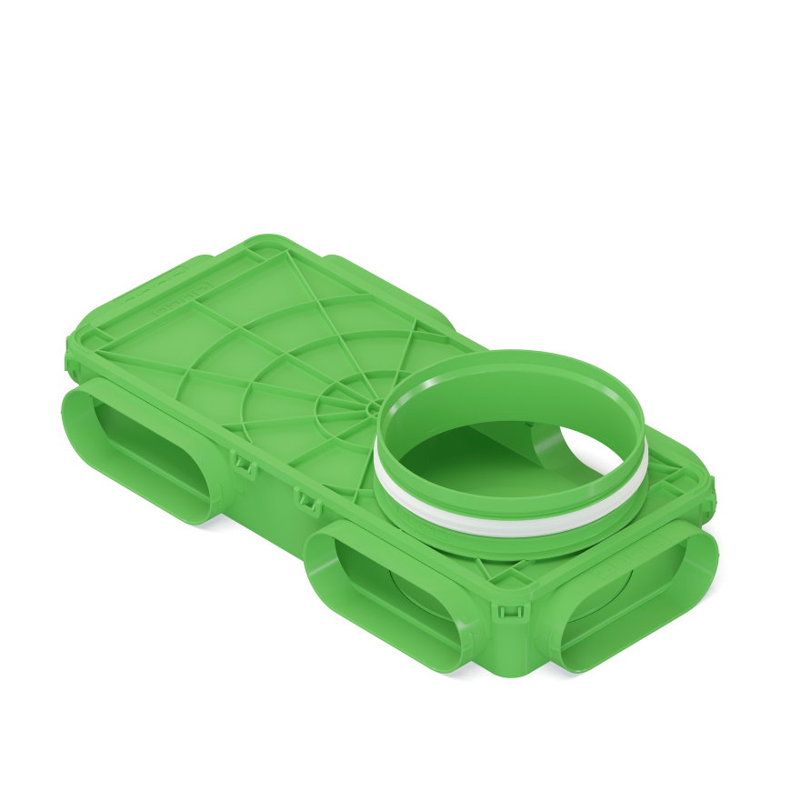 Duco vloer- en plafondplenum, type DucoFlex, ovaal, 6x mof, rond 1x 200