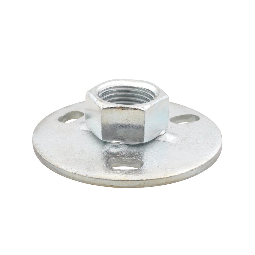 Walraven muurplaat, rond, elektrolytisch verzinkt, projectiegelaste aansluitmoer, ½"