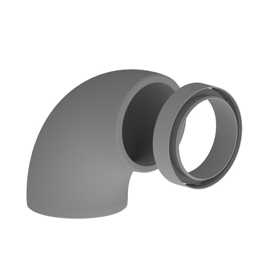 Duco iso bocht 90° met koppelstuk, type DucoFlex Star, d = 180 mm
