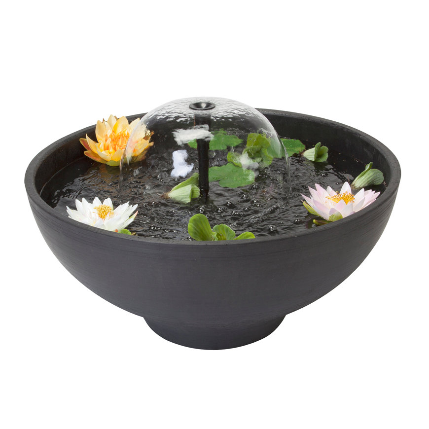 Velda Fountain Pond Round, terrasvijver met fonteinpomp en plantenmand, 75 x 35 cm