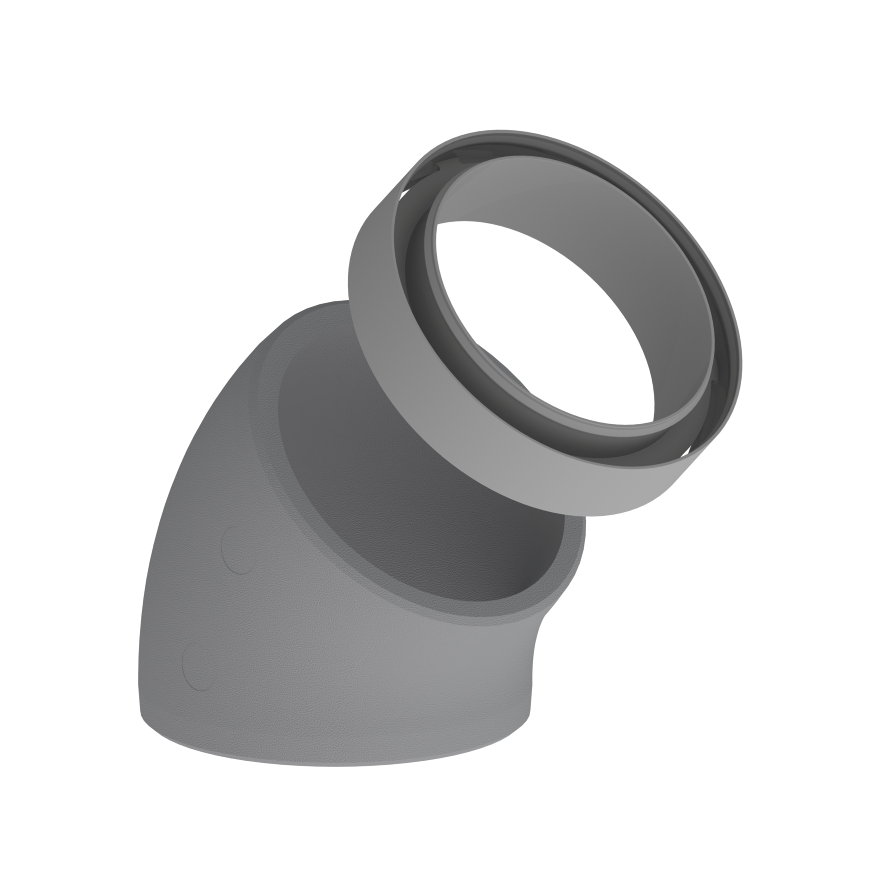Duco iso bocht 45° met koppelstuk, type DucoFlex Star, d = 180 mm
