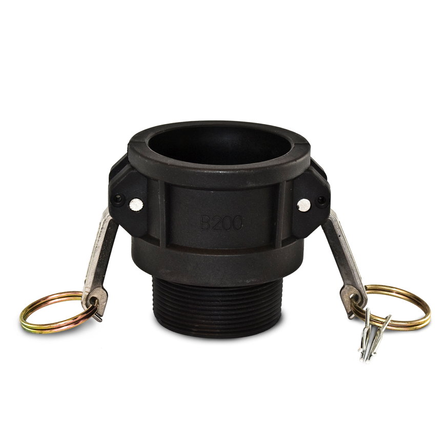 Camlock snelkoppeling, type B, pp, V-deel x buitendraad, DN 100 x 4"